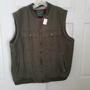 Woolrich Mens XL Canvas Sherpa Lined Vest EUC